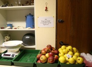Den lille frugtafdeling med egne produkter 